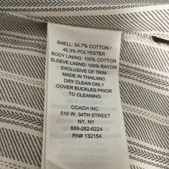 COACH EST. 1941 Trench Coat, Belted, Buttons, XS, Cotton Blend - Picture 11 of 14